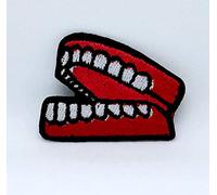 Teeth Mold red White Iron on Sew on Embroidered Patch
