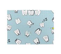 Teeth Pattern Tooth Dental Cartoon,500 Pieces Puzzles for Adults-Wooden Jigsaw Puzzle for Adults Elderly