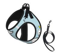 Teeth Pattern Tooth Dental Cartoon,Pet Harness,Adjustable Reflective Dog Harness,Pet Leash Vest,S