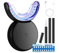 Teeth Whitening Kit Professional Bleaching Teeth Set for Teeth Whitening & Tooth Spot Remover 32 x LED Teeth Bleaching Set with 3 Teeth Bleaching Gel, 16 Minutes Fast Teeth Whitening for Home, Black