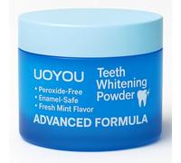 Teeth Whitening Powder - Peroxide-Free, Enamel-Safe & Sensitivity-Friendly - 6-Month Supply - Remove Coffee/Tea/Wine & Smoking Stains - Cool Mint - UOYOU Tooth Whitener 30g