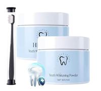 Teeth Whitening Powder, Whitening Powder, Tooth Whitener Stains Remover, Gentle Stain Removal Powder for Coffee, Tea & Wine Stains, Daily Oral Care Kit for Men & Women (2)
