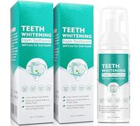 Teeth Whitening Toothpaste 2PCS,Stain Removal Toothpaste for Sensitive Teeth, Snow Teeth Whitening,Baking Soda Spearmint Whitening Mousse Mouth Wash Water Travel Friendly, 60ml