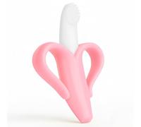 Teether for Babies - Banana Teething Toothbrush with Free Pouch (Pink)