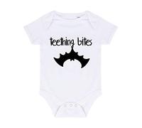 Teething Bites Halloween Baby Grow Vest, 0-3 Months, White