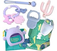 Teething Essentials Kit - BPA-Free Teething Toys for Baby Gift - Includes Fruit Feeder, Cooling Teether, Brush, & More - Easy-to-Hold, Safe for 0-12 Months+