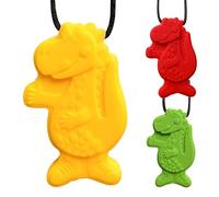 Teething Necklace - Silicone Chewable Dinosaur Sensory Necklace | Bumpy Texture Chew Ñecklace, Bright Color Realistic Detail Ńecklace for Childrens Sensory Craving Fulfillment More