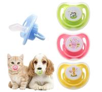 Teething Pacifier For - 4pcs Silicone Suction Cup Pacifier Cute Pattern Chew Toy Soft Pet Accessories Dustproof Cover Exercise