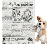 Teething Puppy Plush Chew Toy - Crinkle Paper & Squeaker Interactive Plaything | Soft Unpadded Pet-Safe Dog Toy for Boredom Relief