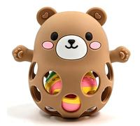 Teething Ring & Rattle for Babies, Baby Teething Toy for Babies, Little Bear, Sensory Teething Toy for Newborn Babies 0 3 6 9 12 18 Months 1st Boys Girls Gifts (Beige)