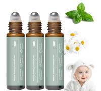 Teething Roller All Natural for Babies, Natural Gum Relief with Chamomile & Rose Oil, Gentle Massage Applicator for Soothing Infant Teething Pain, Essential Oil Massage Roller (3 PCS)