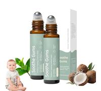 Teething Roller, Children's Teething Roller Ball, Natural Pain Relief Baby Roller Teething Oil Suitable, Natural Teething Oil for Relieving Teething Discomfort In Babies,Natural Gentle (2PCS)