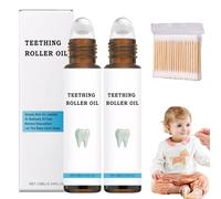 Teething Roller Natural Pain Relief Baby,2 Pieces Teething Roller Oil,Teething Roller Teething Roller Natural Pain Relief for Relieving Dental Discomfort with Cotton Swabs (100 Pcs)