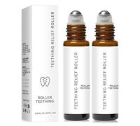 Teething Roller,Teething Roller All Natural for Babies,Contains Chamomile and Rose Essential Oils,Teething Relief Roller,Relief for Discomfort,Essential Oil Massage Roller - Natural Gentle (2 pcs)