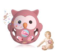 Teething Toy & Rattle for Baby- Baby Teether, New Infant Silicone Owl Teether Mitten Baby Teething Prevents Finger Sucking, Teethers for Babies, Teething Mitten for Babies