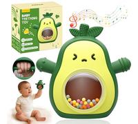 Teething Toys for Baby 0-24 Months, Avocado Silicone Teething Mittens 3-6 Months, Anti-Drop Baby Teething Chew Toy, Prevent Finger Sucking, 3-in-1 Teether, Rattle and Sensory Newborn Infant Toys