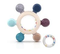 Teething Toys for Baby, Baby teether, Silicone Teething for Babies 0-6 6-12 Months, BPA-Free with Wooden Ring Silicone Chewable Teether