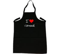 TeeTreeDesigns I Love Heart Cornwall Black Apron