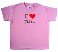TeeTreeDesigns I Love Heart Ibiza Pink Kids T-Shirt (Black Print)-5-6 Years