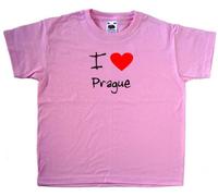 TeeTreeDesigns I Love Heart Prague Pink Kids T-Shirt (Black Print)-1-2 Years
