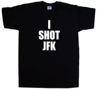 TeeTreeDesigns I Shot JFK Funny Black T-Shirt (White Print)-X-Large