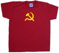 TeeTreeDesigns Soviet Union Russian Flag Hammer & Sickle Red Kids T-Shirt (Golden Yellow Print)-5-6 Years
