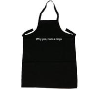 TeeTreeDesigns Why Yes I Am A Ninja Funny Black Apron (White print)