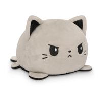 TeeTurtle - The Original Reversible Cat Plushie - Black + Gray - Cute Sensory Fidget Stuffed Animals That Show Your Mood