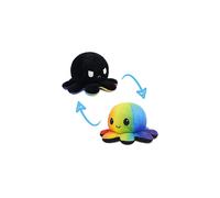 TeeTurtle - The Original Reversible Octopus Plushie - Black + Rainbow - Cute Sensory Fidget Stuffed Animals That Show Your Mood