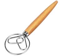 TEEVEA Danish Dough Whisk for Bread Sourdough, Wooden Handle & Stainless Steel Hook