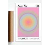 Teevoke Angel Number 111 Poster, Manifestation Energy Aura Gradient Wall Art Print, Intuition Print, Spitirual Vibrant Gradient, Positive, Lovely Day, Optimistic Thoughts Unframed, 16 x 24 inches