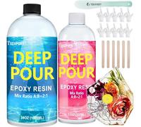Teexpert Deep Pour Epoxy Resin, 51oz/1.5L Crystal Clear Epoxy Resin Kit for 2-4" Pour Depths, High Gloss Bubble-Free Casting Resin for Flower Preservation River Tables and Mold Crafts - 2:1 Mix Ratio
