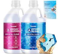 Teexpert Epoxy Resin Crystal Clear Kit 2 Gallon High-Gloss Coating and Casting Resin, Self-Leveling Bubbles Free Resin and Hardener Kit for DIY Art, Jewelry, Table Top, Molds, Wood 1:1 Ratio