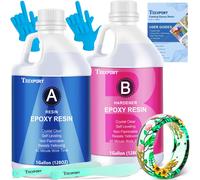 Teexpert Epoxy Resin Crystal Clear Kit 2 Gallon High-Gloss Coating and Casting ResinSelf-Leveling Bubbles Free Resin and Hardener Kit for DIY Decorati