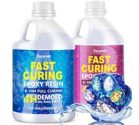Teexpert Epoxy Resin - Fast Curing Resin 1Gallon 4 Hours Demold Crystal Clear & Self-Leveling Casting Resin, 8-10 Hours Quick Cure Epoxy Resin Kit for Jewelry, Ring, Keychains, Coaster, Wood, Molds