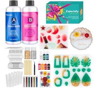 Teexpert Epoxy Resin Kit for Beginner, Crystal Clear Epoxy Resin Starter Kit with Jewelry Coaster Moulds, Pigments, Resin Accessories, Casting Resin Jewellery Making Kit for Art Craft