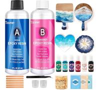 Teexpert Epoxy Resin Kit for Beginners, 474ml Crystal Clear Resin Starter Kits with Moulds, Pigments, Mica Powder, Gold Leaf, Resin Kit for Coaster Jewelry Tray Coating and Casting Making