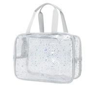 TeeYee Cosmetic Bag Women's PVC Makeup Bag Waterproof Transparent Toiletry Bag with Star Pattern Makeup Bag Lightweight and Spacious for Everyday and Travel, silver, Einheitsgröße