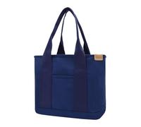 TeeYee Navy Canvas Tote Bag Casual Multi pockets Handbags Large Capacity Shopping Shoulder Bag with Pocket Bags Work Purses Travel Satchel