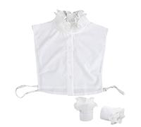 TeeYee Ruffled Fake Collar Half Shirts Dickey Collar Fake Cuff Set White