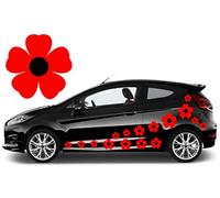TEEZ 32 Red & Black Flower Car Decals,Car Flower Stickers Graphics, Daisy Decals