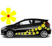 TEEZ 32 Yellow & Red Hex Flower Car Decals,Car Flower Stickers Graphics, Daisy Decals