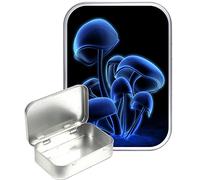 TEEZ Blue Mushroom Hinged Tin,Small 30ml Tin, Pill Tin, Pocket tin, Gift Box, 1oz Tobacco tin