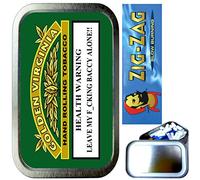 TEEZ GOLDEN VIRGINIA WARNING SMOKING SET, 1oz SILVER TOBACCO TIN,CIGARETTE PAPERS,CIGARETTE FILTERS,CIGARETTE TIPS