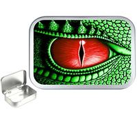 TEEZ - Green Dragon Eye 50ml, 1oz Hinged Silver Tobacco Tin, Pill Tin, Storage Tin