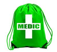 TEEZ Green Medic First Aid Drawstring Bag in Red & White