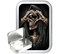 TEEZ Grim Reaper Love 50ml Silver Hinged tin, Pocket tin, Pill Box, Gift Box,Tobacco tin