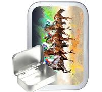 TEEZ Horse Racing 50ml Silver Hinged tin, Pocket tin, Pill Box, Gift Box,Tobacco tin
