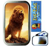 TEEZ- LION ROAR SMOKING SET, 1oz SILVER TOBACCO TIN,CIGARETTE PAPERS,CIGARETTE FILTERS,CIGARETTE TIPS