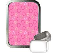 TEEZ Pink Hearts 2oz Silver Tobacco Tin, Silver 2oz Tobacco Tin, Airtight Tobacco Tin